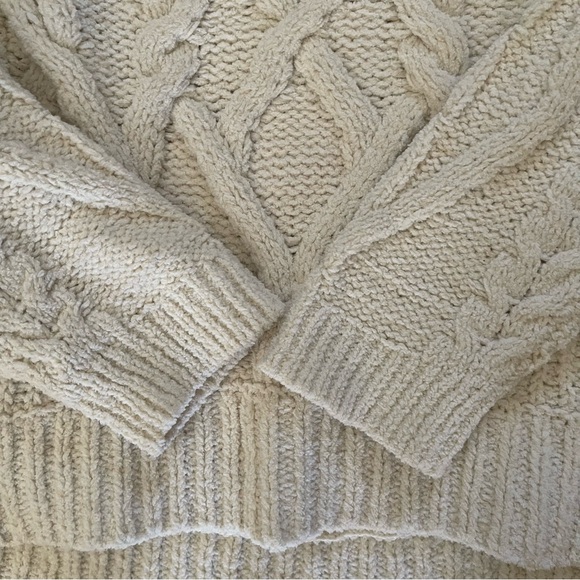 Anthropology sleeping on snow cream plush wool blend cable knit sweater sz small - Picture 9 of 12